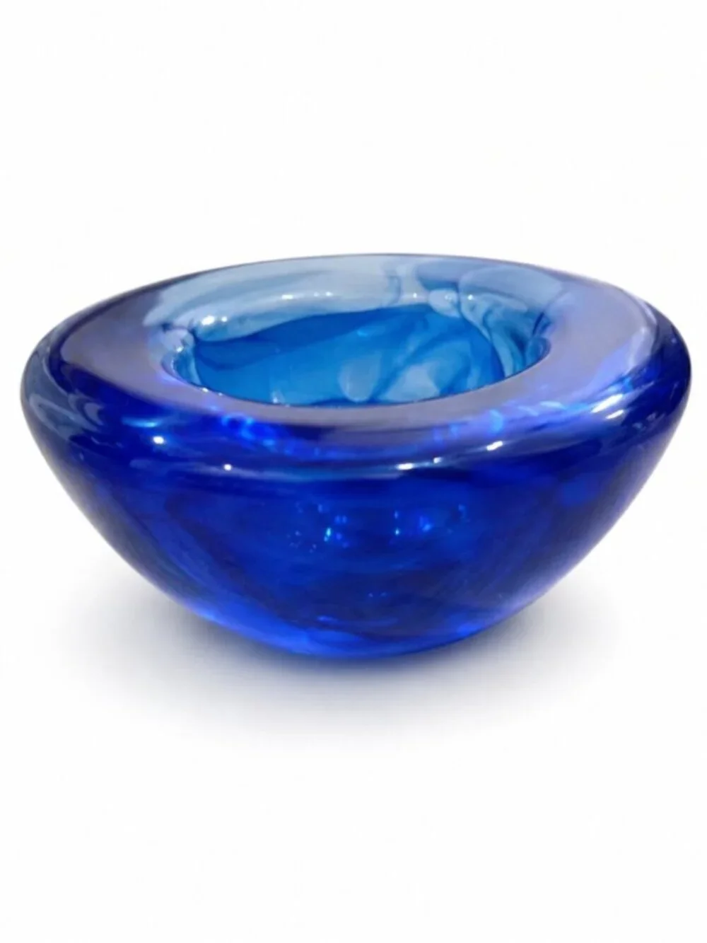 Kosta Boda Atoll Cobalt Blue Art Glass Votive Candle Holder Anna Ehrner Sweden